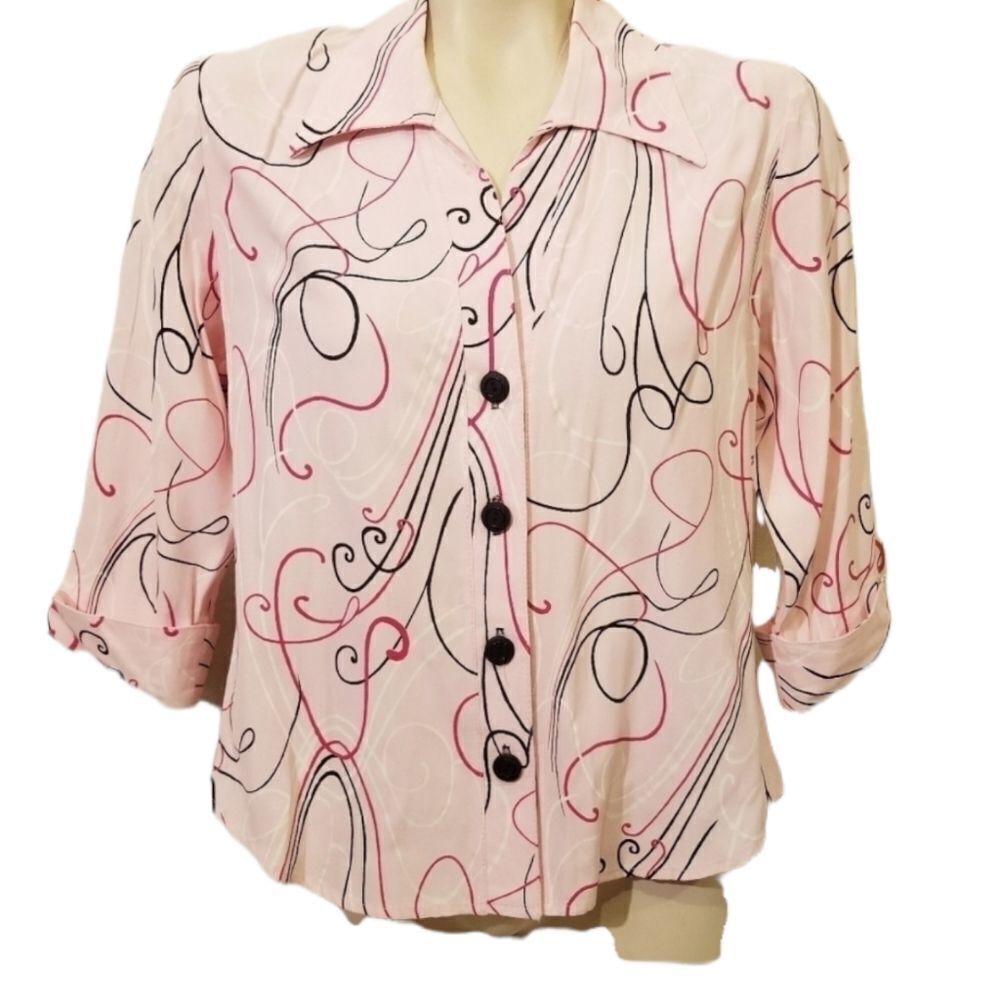 Gloria Lance Petite Pink Button Down Size M‎